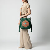 American Darling Bucket Hand Tooled Genuine Leather Women Bag Western Handbag Purse