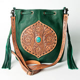 American Darling Bucket Hand Tooled Genuine Leather Women Bag Western Handbag Purse