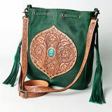 American Darling Bucket Hand Tooled Genuine Leather Women Bag Western Handbag Purse