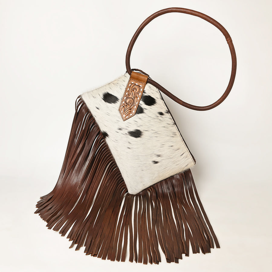 American Darling Wristlet Hand Tooled Hair On Genuine Leather Western Women Bag | Handbag Purse Travel Clutch - Uhorse