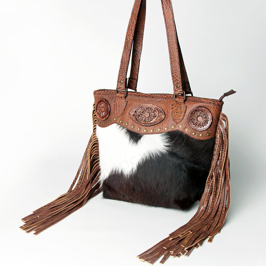 American Darling Tote Hand Tooled Hair on Genuine Leather Western Women Bag Handbag Purse | Travel Bags College - Uhorse