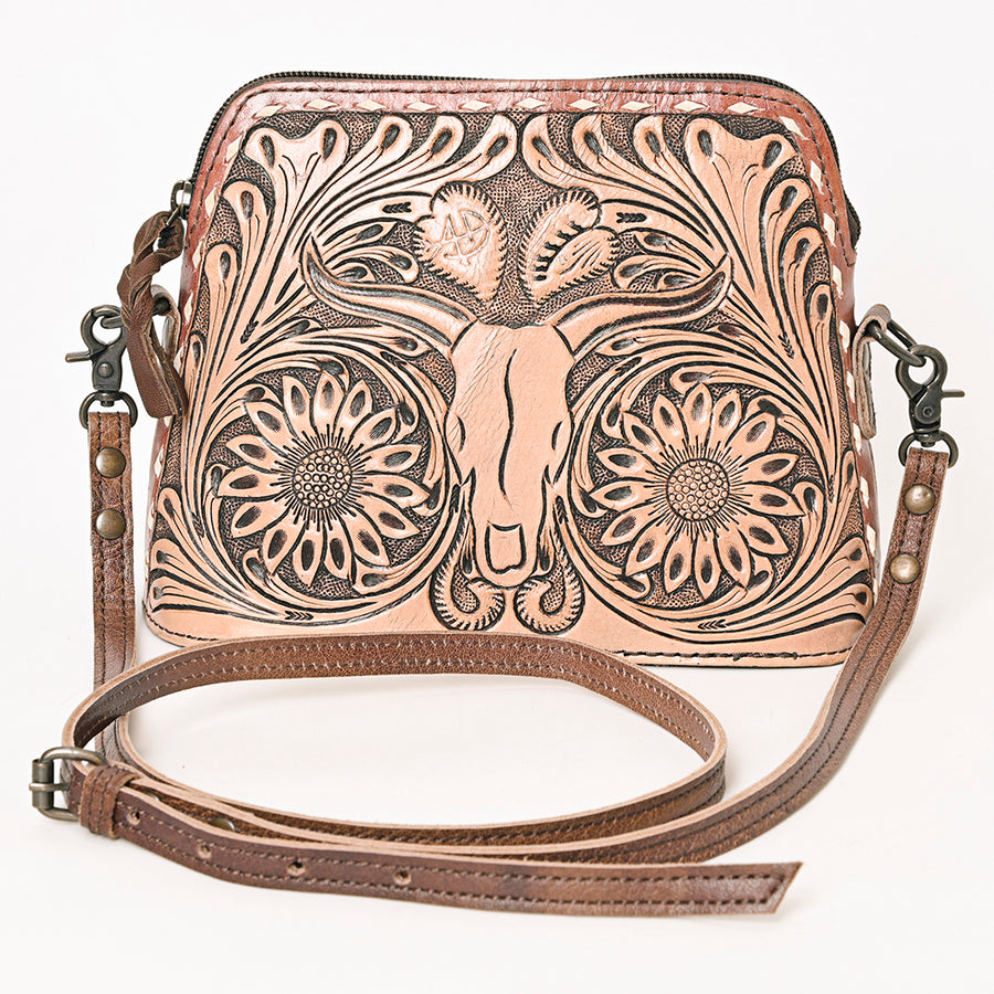 American Darling Wallet for Women, Hand Tooled Floral Leather, Vegetable-Tanned Full Grain Western Clutch with YKK Zipper