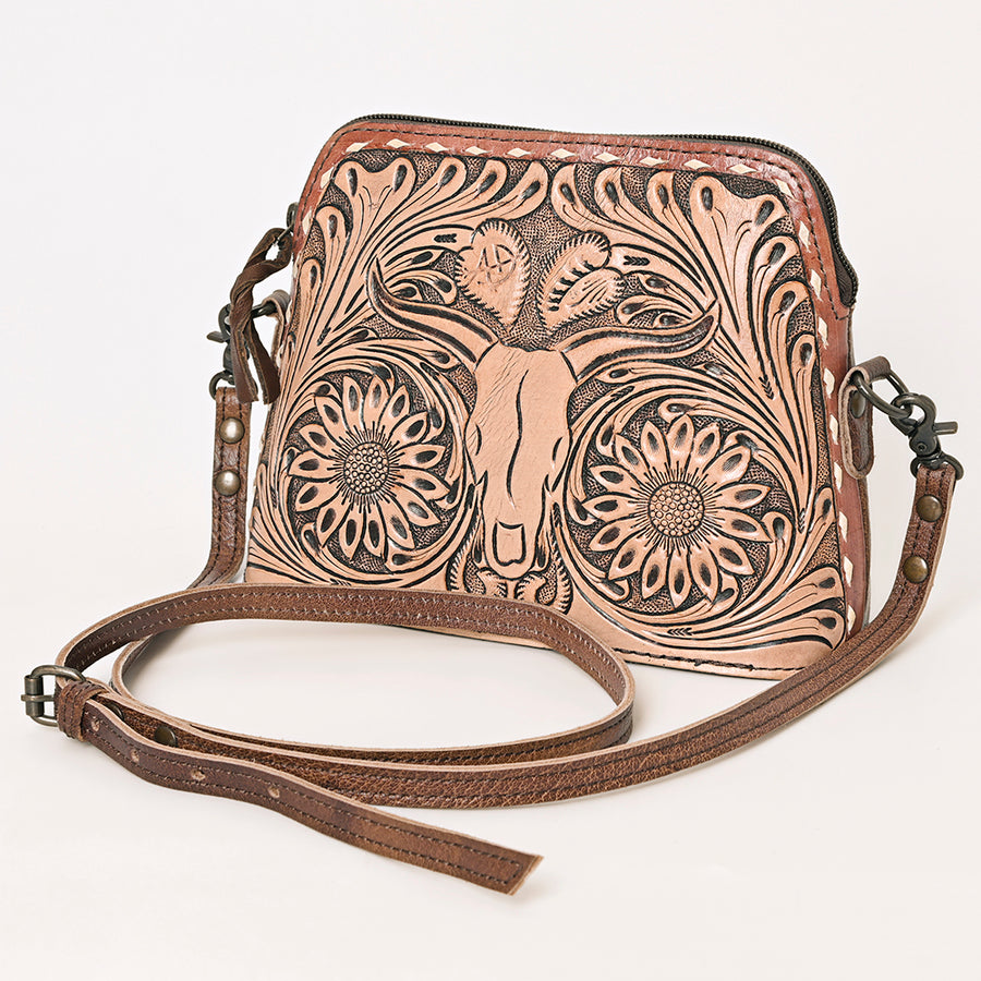 American Darling Hand Tooled Western Leather Wallet - Floral Carved Full Grain Leather - Uhorse