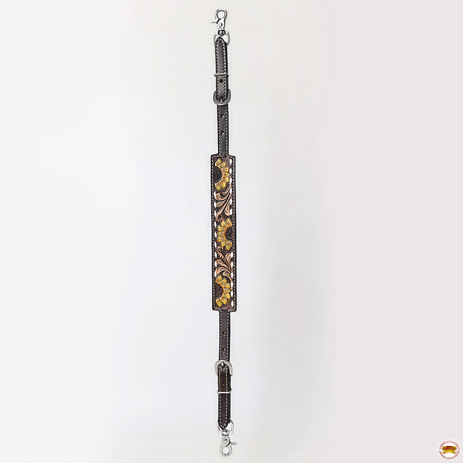 Hilason Western Horse Headstall Breast Collar Wither Strap Leather Sunflower Carving | Tack for Horses