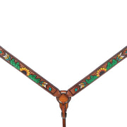 HILASON Western Horse Sunflower Cactus Headstall Breast Collar Wither American Leather Tack Set