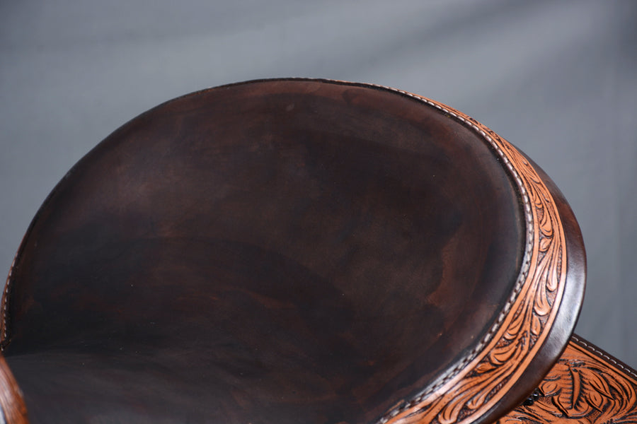 15 In Hilason Western Horse Ranch Cutter American Leather Saddle Brown