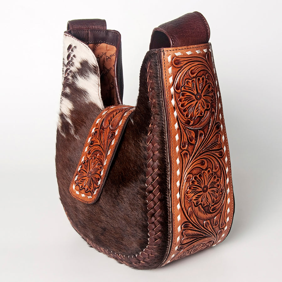 American Darling ADBGZ486 Hobo Hand Tooled Hair-On Genuine Leather by Hilason – Cowboy and equestrian accessories
