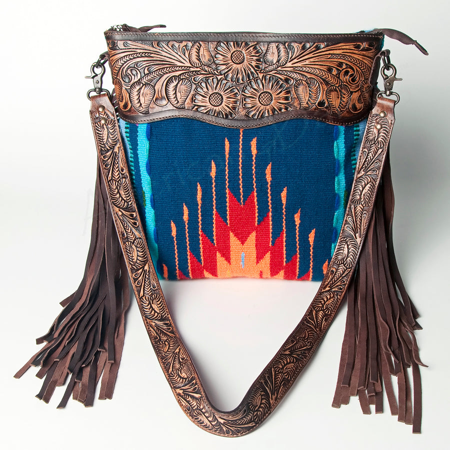 American Darling Signature Crossbody Hand Tooled Upcycled Wool Genuine Leather Women Bag Western Handbag Purse | for Cute
