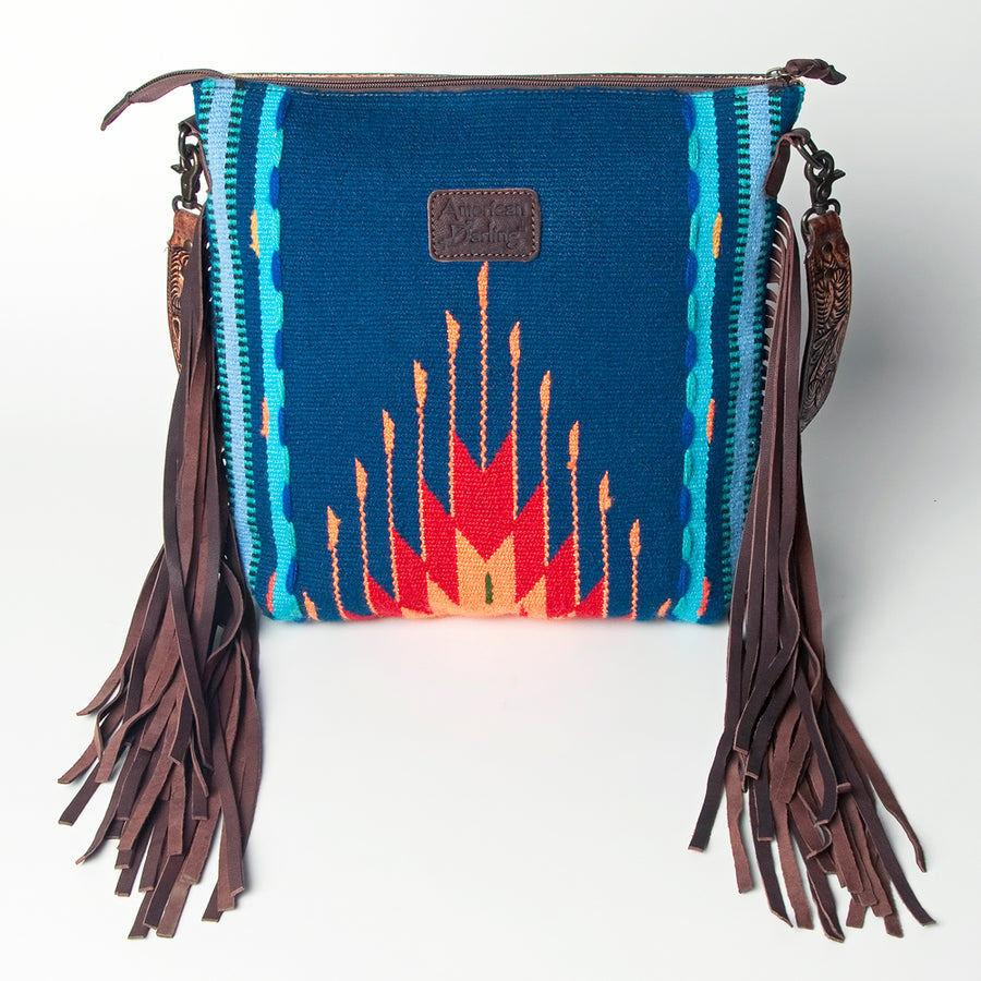 American Darling Signature Crossbody Hand Tooled Upcycled Wool Genuine Leather Women Bag Western Handbag Purse | for Cute