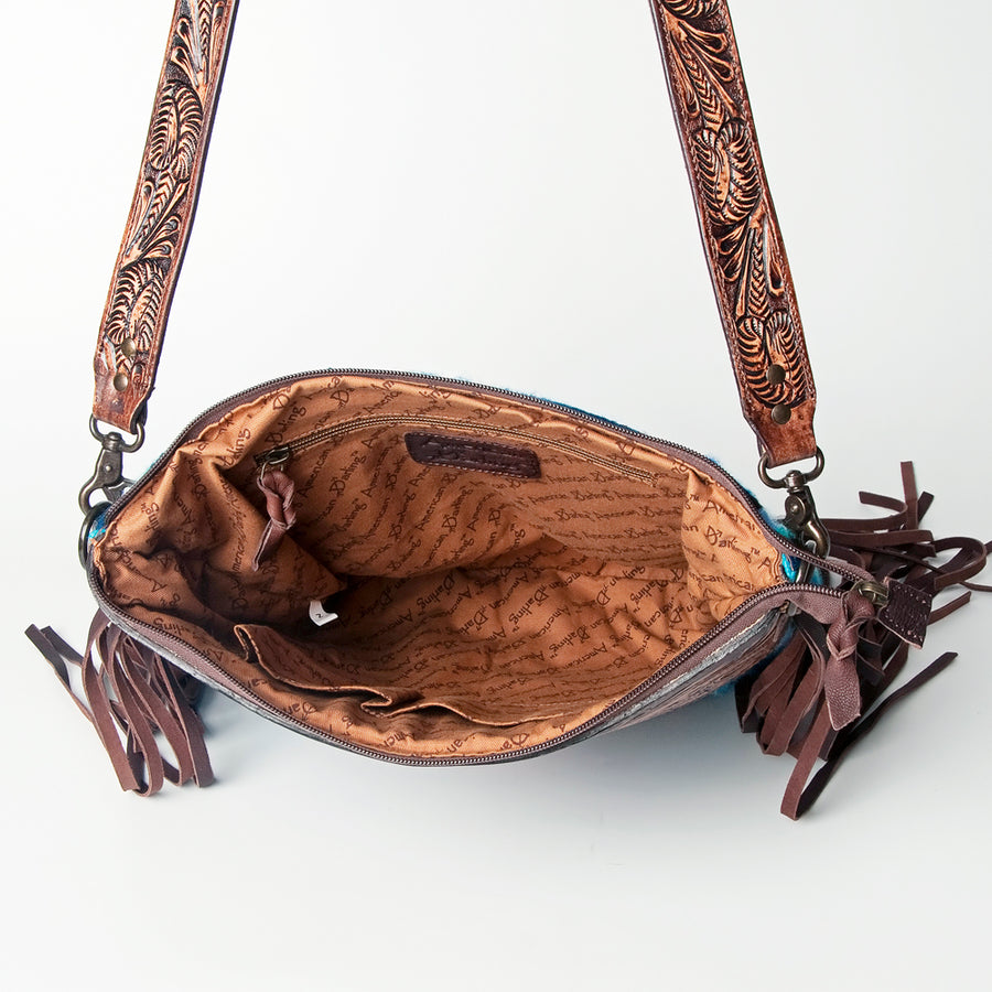 American Darling Signature Crossbody Hand Tooled Upcycled Wool Genuine Leather Women Bag Western Handbag Purse | for Cute
