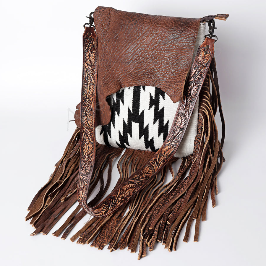 American Darling Messenger Saddle Blanket Fabric Genuine Leather Western Women Bag | Handbag Purse Crossbody for - Uhorse