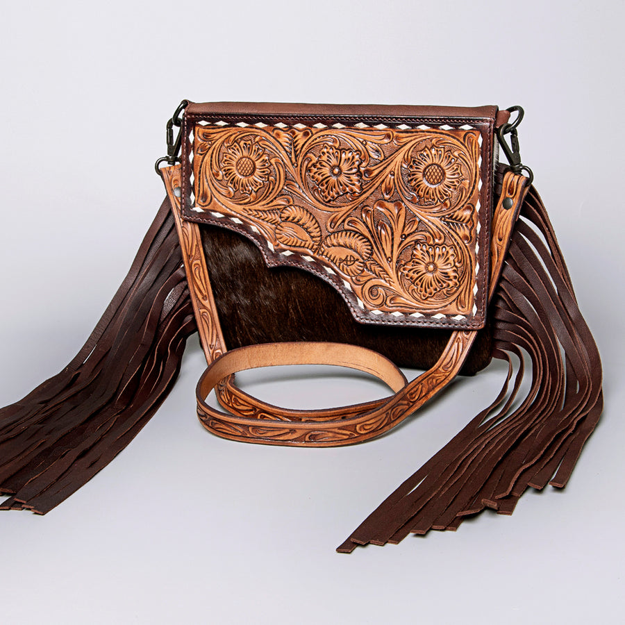 American Darling Cross Body Hand Tooled Hair on-Genuine Leather Western Women Bag Handbag Purse | Crossbody for Cute - Uhorse