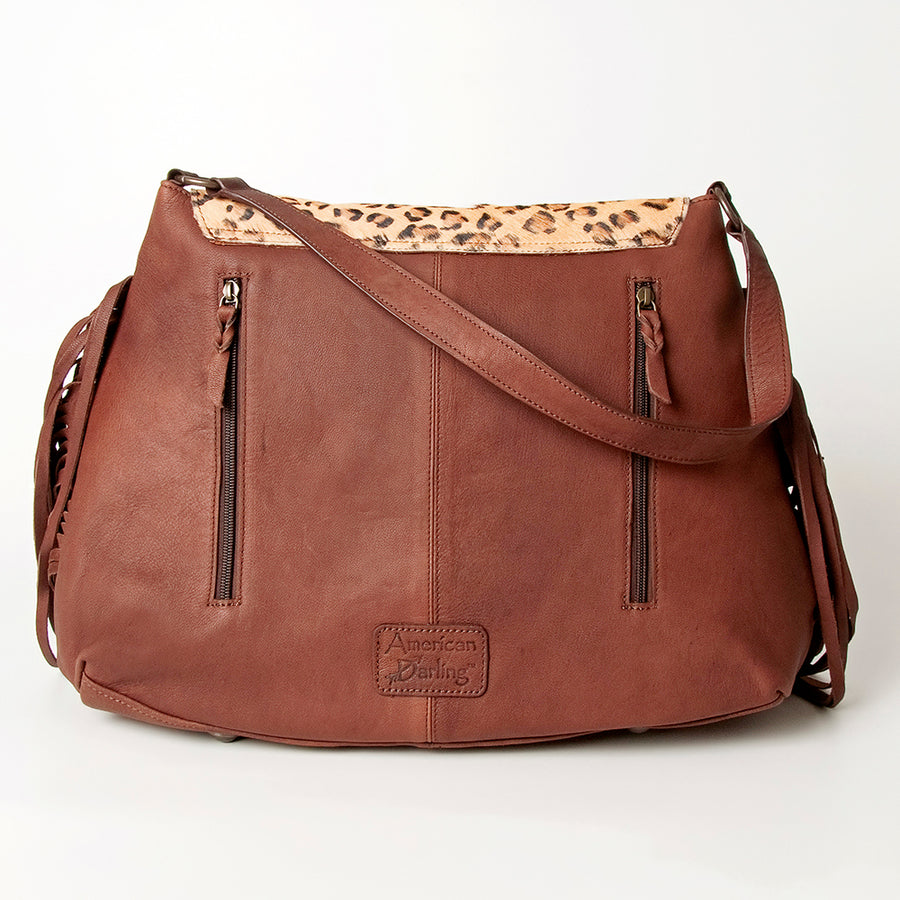American Darling Messenger Hand Tooled Hair On Genuine Leather Western Women Bag Handbag Purse