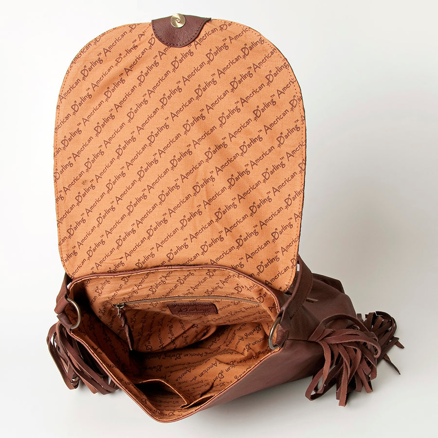 American Darling Messenger Hand Tooled Hair On Genuine Leather Western Women Bag Handbag Purse
