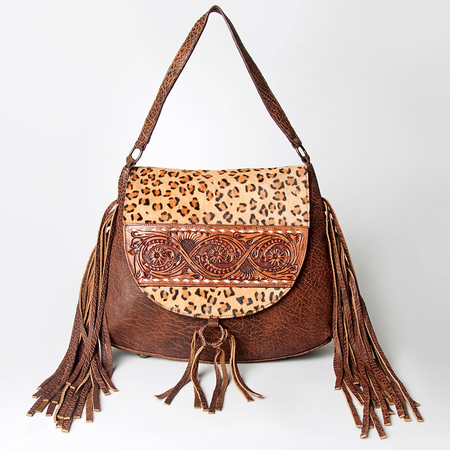American Darling Messenger Hand Tooled Hair On Genuine Leather Western Women Bag Handbag Purse