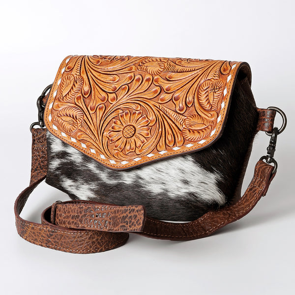American Darling Cross Body Hand Tooled Hair-OnGenuine Leather women bag western handbag purse - Uhorse