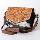 American Darling ADBGZ432B Cross Body Hand Tooled Hair On Genuine Leather women bag western handbag purse