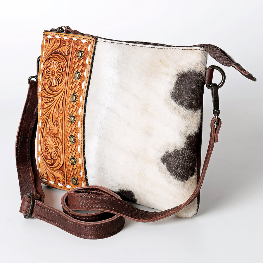American Darling Crossbody Hand Tooled Hair-On Genuine Leather Women Bag Western Handbag Purse - Uhorse