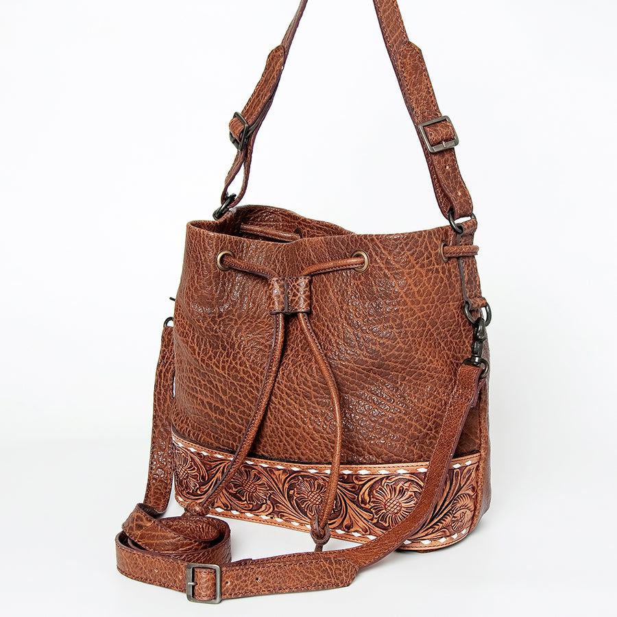 American Darling Bucket Hand Tooled Genuine Leather women bag western handbag purse - Uhorse