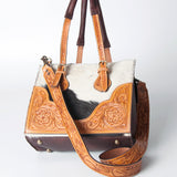 American Darling Tote Hand Tooled Hair On Genuine Leather women bag western handbag purse