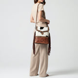 American Darling Messenger Hand Tooled Hair On Genuine Leather women bag western handbag purse