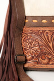 American Darling ADBGZ465B Cross Body Hand Tooled Hair On Genuine Leather women bag western handbag purse