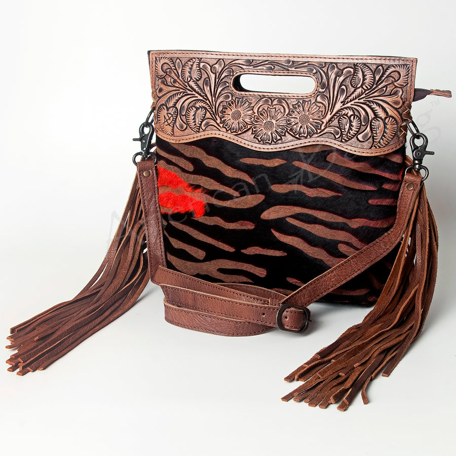American Darling Clutch Hand Tooled Hair on Genuine Leather Western Women Bag Handbag Purse | Purses for Cute - Uhorse