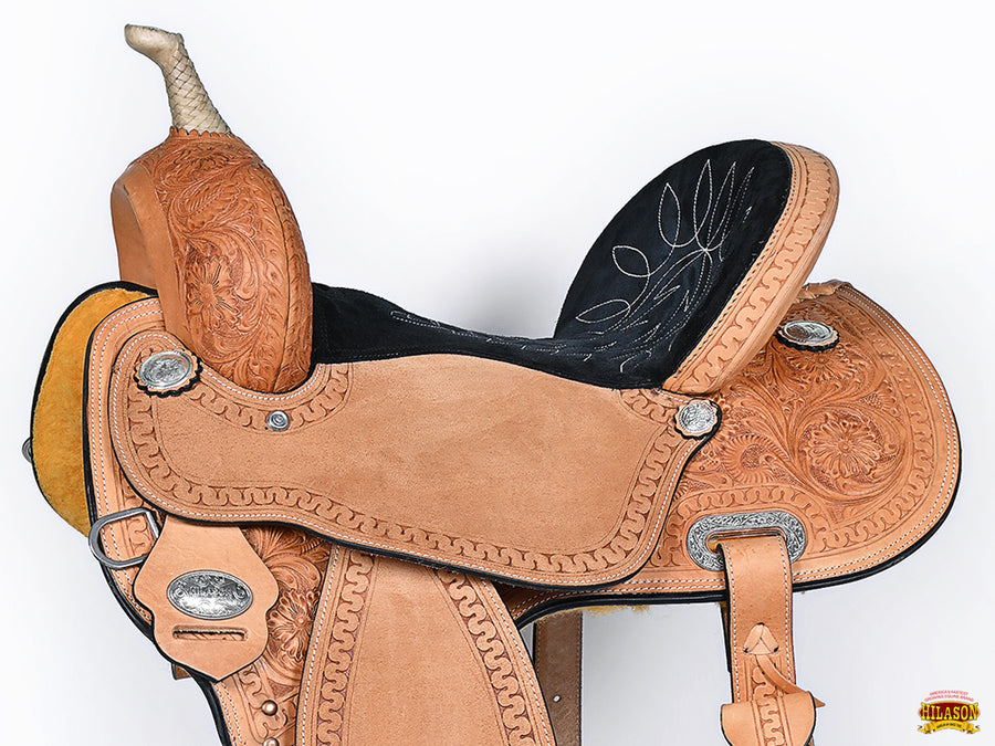 HILASON Western Horse Barrel Racing Saddle Trail American Leather With Tack Set