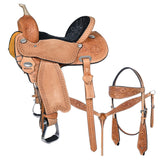 16 In Hilason Western Horse Barrel Racing Trail American Leather Saddle Tan Tack - Uhorse