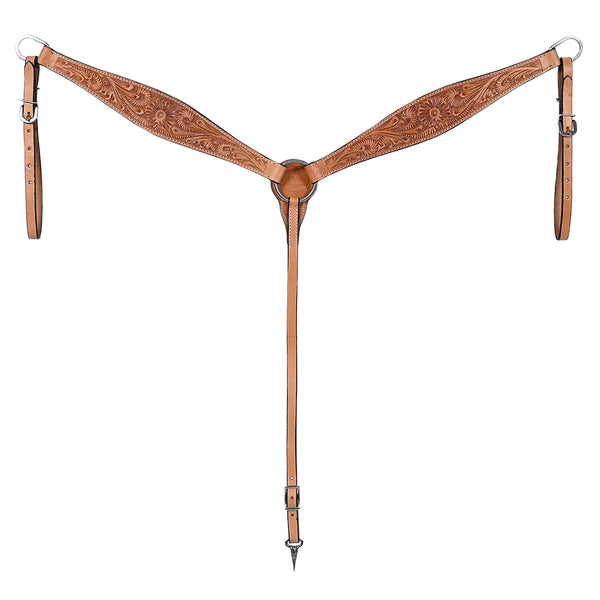 Hilason Western Horse Floral Headstall Breast Collar American Leather Tack Set - Uhorse