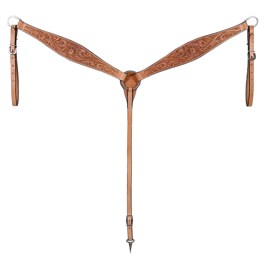 Hilason Western Horse Floral Headstall Breast Collar American Leather Tack Set - Uhorse