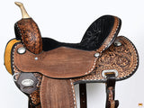 Hilason Western Horse Barrel Racing Trail American Leather Saddle Dark Brown Tack