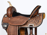 Hilason Western Horse Barrel Racing Trail American Leather Saddle Dark Brown Tack