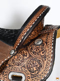 Hilason Western Horse Barrel Racing Trail American Leather Saddle Dark Brown Tack