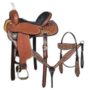 HILASON Western Horse Barrel Racing Saddle Trail American Leather With Tack Set