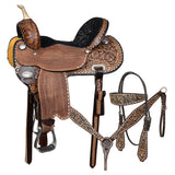 Hilason Western Horse Barrel Racing Trail American Leather Saddle Dark Brown Tack