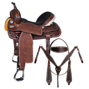 HILASON Western Horse Barrel Racing Saddle Trail American Leather With Tack Set