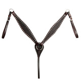 HILASON Western Horse Genuine Leather Headstall and Breast Collar With Side BuckStitch Brown - Uhorse
