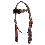 HILASON Western Horse Genuine Leather Headstall & Breast Collar With Side BuckStitch Brown