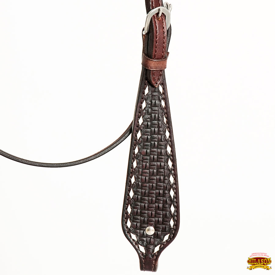 HILASON Western Horse Genuine Leather Headstall & Breast Collar With Side Buck Stitch Brown | for horses