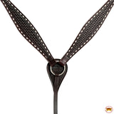 HILASON Western Horse Genuine Leather Headstall & Breast Collar With Side BuckStitch Brown