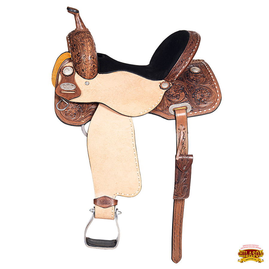 HILASON Western Horse Barrel Racing Saddle Trail American Leather With Tack Set