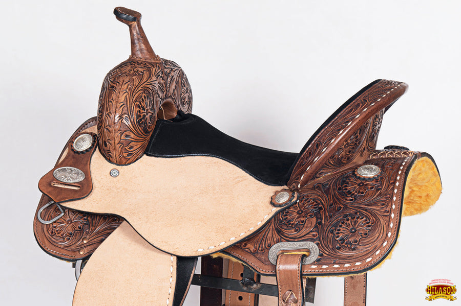 HILASON Western Horse Barrel Racing Saddle Trail American Leather With Tack Set