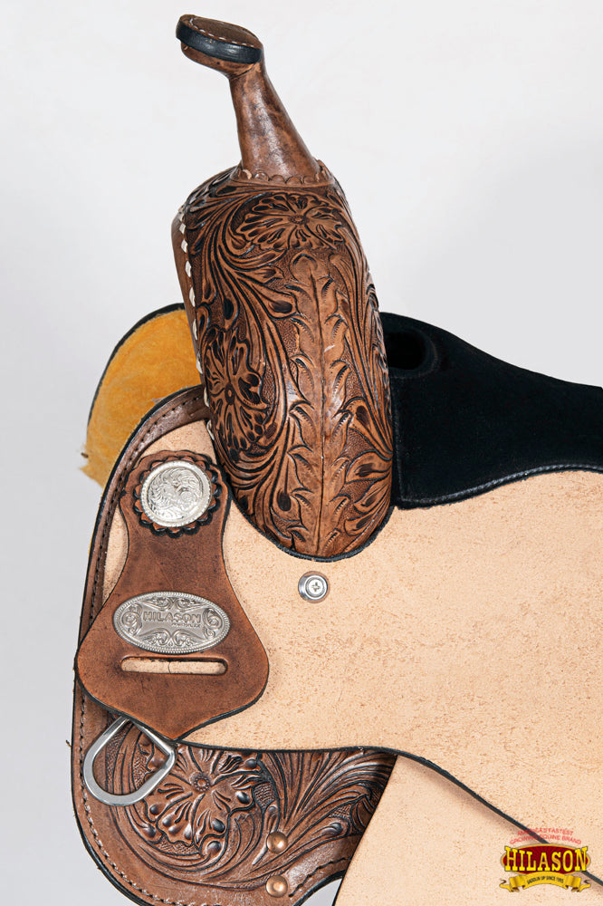 HILASON Western Horse Barrel Racing Saddle Trail American Leather With Tack Set