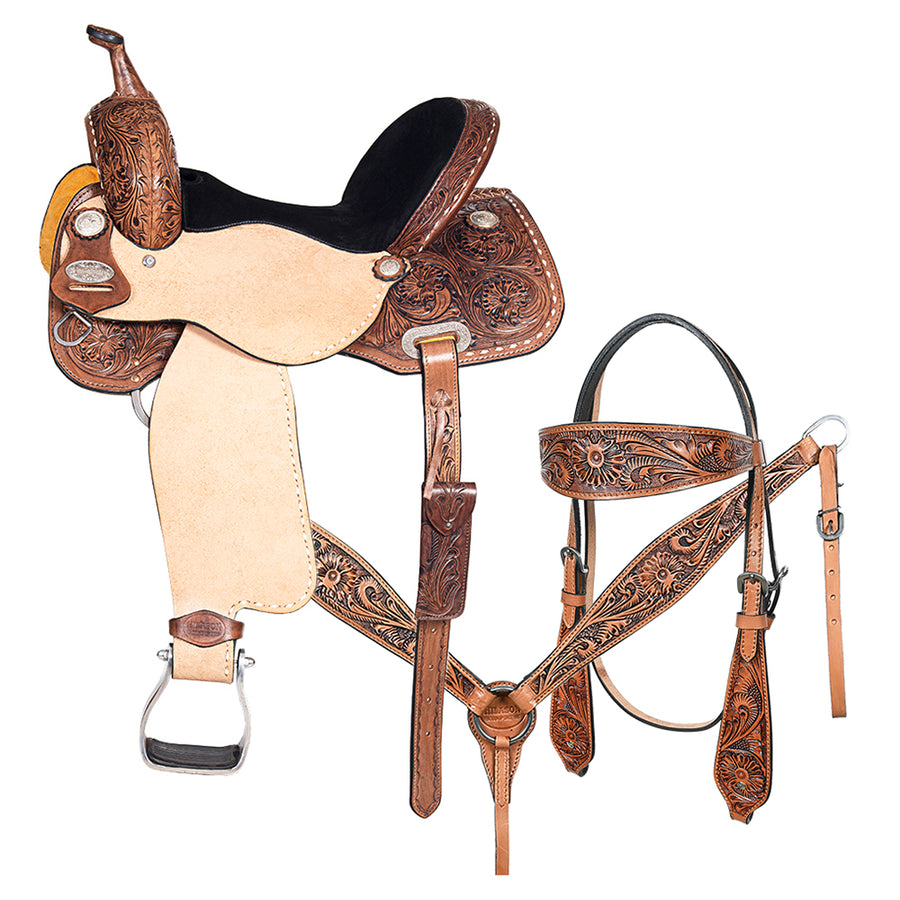 Hilason Western Horse Barrel Racing Trail Pleasure American Leather Saddle Tan Tack - Uhorse