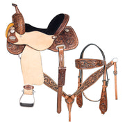 HILASON Western Horse Barrel Racing Saddle Trail American Leather With Tack Set