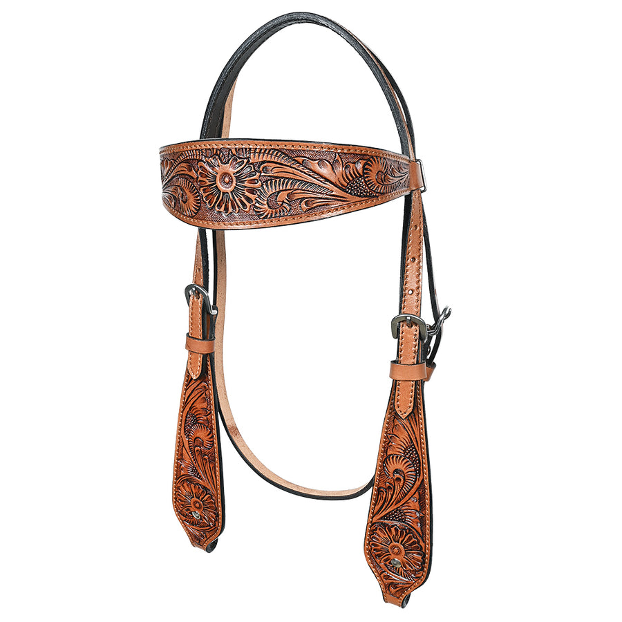 Hilason Western Horse American Leather Headstall Tan - Hilason