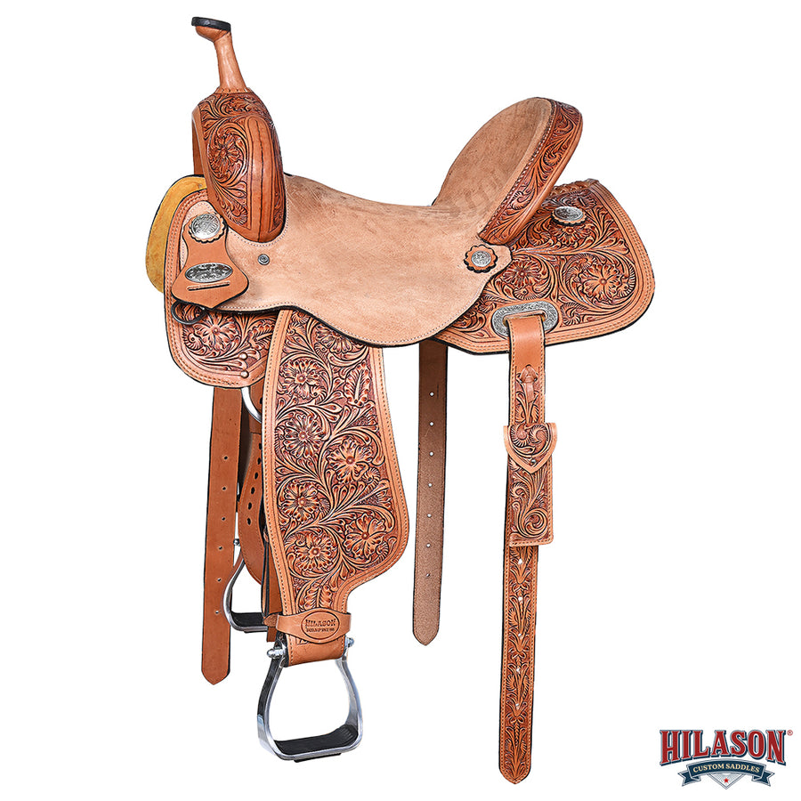 HILASON Western Horse Barrel Racing Saddle Trail American Leather With Tack Set