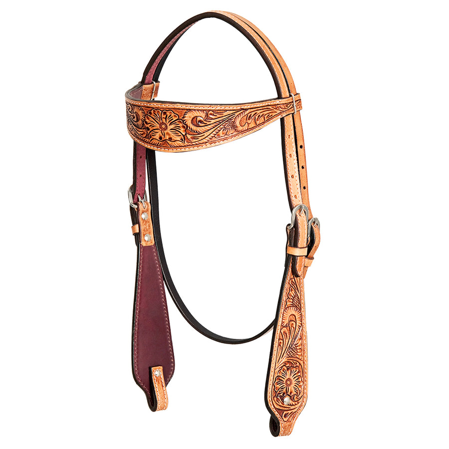 Hilason Western Horse American Leather Headstall Tan - Hilason