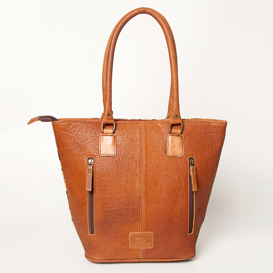 American Darling Hand Tooled Floral Fringed Genuine Leather Tote Bag Turquoise Concho Eco-Friendly Full Grain YKK Zipper